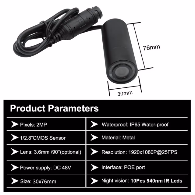 Infrared Mini PoE Bullet Camera camera module